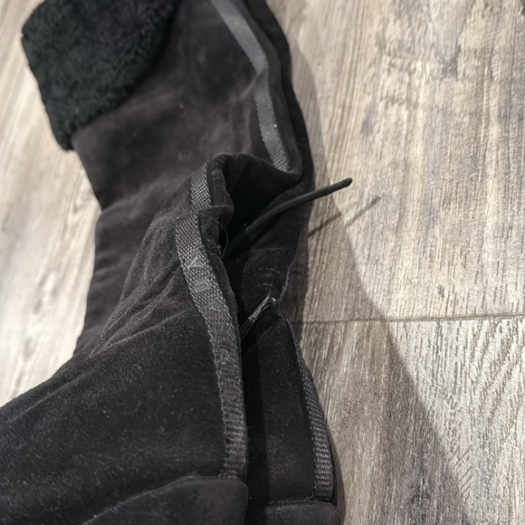 Prada Sport Black Suede Wedge Tall Shearling Leather Boots Size 38 - Picture 7 of 14